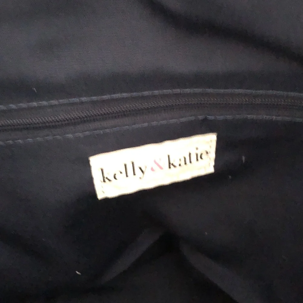 Kelly & Katie Black Trim Natural Tote with Blue Sequin Stripes